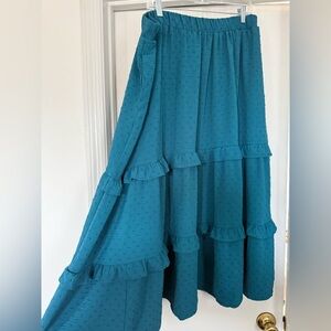 Teal Tiered Maxi Skirt